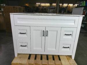 Home Decorators Collection Ridge Bath Vanity Cabinet White w Rectangular Single Sink Vanity Top in Winter Mist-Some Cosmetic Damage
