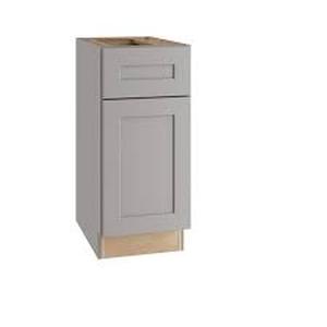 Home Decorators Collection Tremont Pearl Gray Painted Plywood Shaker Assembled Base Kitchen Cabinet Soft Close Left 12 in W x 24 in D x 34.5 in H