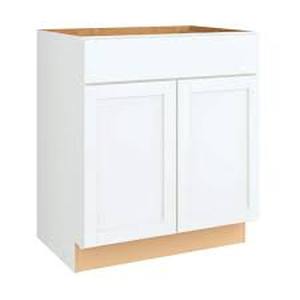 Hampton Bay Courtland 30 in. W x 21 in. D x 34.5 in. H Assembled Shaker Sink Base Bath Cabinet in Polar White