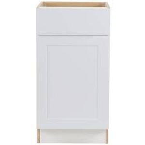 Hampton Bay Cambridge White Shaker Assembled Base Cabinet w 1 Soft Close Drawer & 1 Soft Close Door ( 18 in. W x 24.5 in. D)