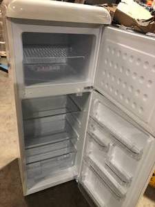 lot 1 image: Frigidaire 7.5 cu. ft. Mini Fridge in Cream with Rounded Corners and Top Freezer Customer Returns See Pictures