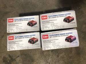 lot 7 image: Lot of 4 TORO 88620 Flex-Force Power System 60V Max 2.0 Ah Lithium-Ion L108 Battery customer return see pictures
