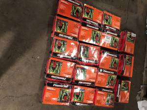 lot 13 image: Lot of PowerCare Chain Saw Safety Chaps Red 1001-495-611 One Size Fits New See Pics