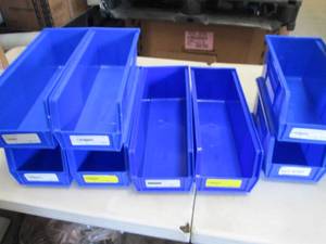 8 Blue Organizing Bins...