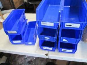 9 Blue Organizing Bins...