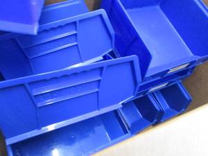 Box of Assorted Blue Organizing Bin...