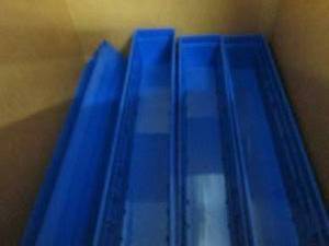Box of Narrow Blue Bins...