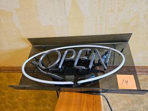 lot 14 image: Neon LED Open Sign with Metal Mounting Bracket
