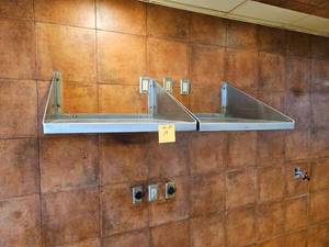 lot 19 image: Stainless Steel Commercial Corner Shelf with Tiled Wall Mounts - 22 x 24 Inches