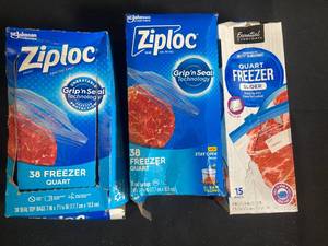 Assorted Quart Freezer Storage Bags - Ziploc and Essential Everyday Brands