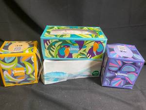 Assorted Kleenex Tissue Boxes - 2 Large, 2 Small