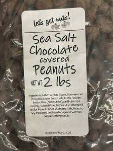 lot 334 image: Sea Salt Chocolate Covered Peanuts 2 X 2 pound bags Best by 05022024