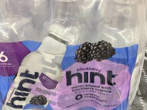 lot 801 image: Hint Blackberry Water 24 Pack 16oz bottles Best by 11192023