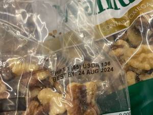 lot 909 image: California Shelled Walnuts 3 X 1 pound Bags Best by 08242024