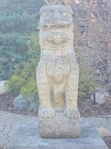 lot 5 image: Protective Concrete Foo Dog Pairing