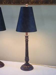 lot 72 image: Classic Carved Candlestick Lamp Pair