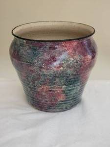 lot 149 image: Artist Signed Art Pottery Grape Glazed Planter by Malonee