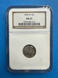 lot 13 image: 1956-D Roosevelt Dime MS65