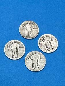 lot 16 image: Lot of 4 Standing Liberty Quarters