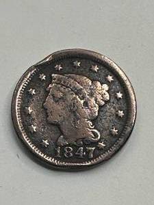 lot 19 image: 1847 Large Cent Penny