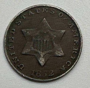 lot 27 image: 1852 Three Cent Trime Piece