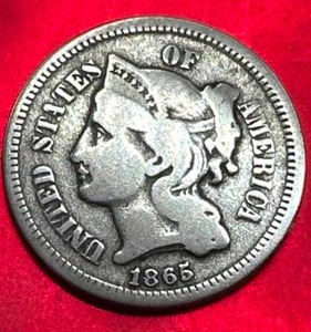 lot 34 image: 1865 Three Cent Nickel