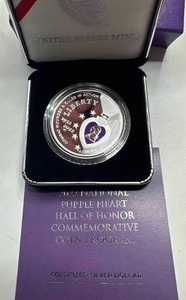 lot 43 image: 2020 US Mint Purple Heart Silver Dollar