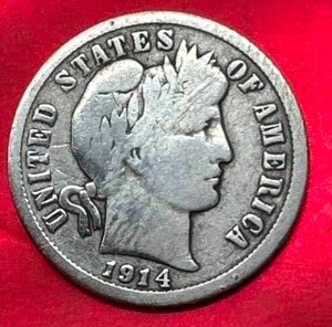 lot 47 image: 1914-D Barber Dime