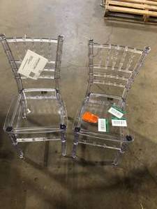 lot 10 image: Lot of 2 Flash Furniture Clear Resin Kids Side Chair see pictures