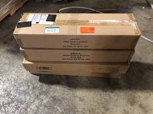 lot 23 image: Lot of 3 DANYA B 24 in. Modern Clear Glass Floating Shelf on Aluminum Bar