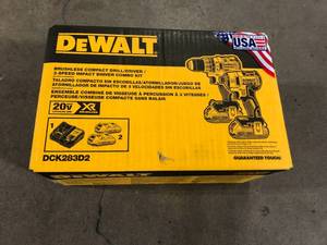 lot 31 image: DEWALT 20V MAX XR Cordless Brushless DrillImpact 2 Tool Combo Kit with (2) 20V 2.0Ah Batteries and Charger customer return see pictures