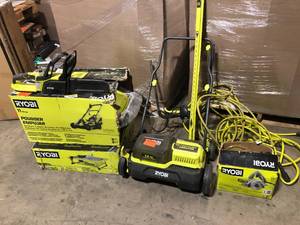 Pallets with Assorted Ryobi tools Various Models and Conditions See Pics
