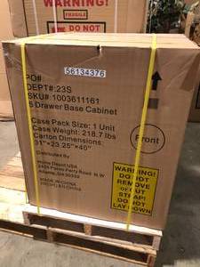 Husky Heavy Duty Welded 28 in. W x 36. in H x 21.5 in. D Steel Garage 5-Drawer Base Cabinet Customer Returns See Pictures