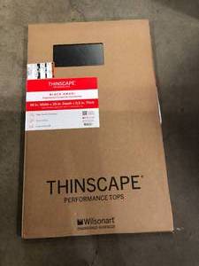 THINSCAPE 4 ft. L x 25 in. D Engineered Composite Countertop in Black Amani with Satin Finish cutomer return see pictures