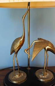 lot 23 image: Brass Crane Figurine Table Lamp