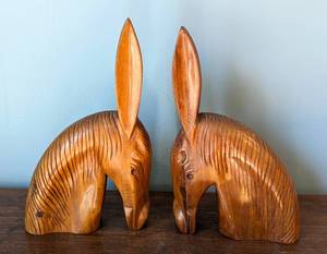 lot 25 image: Pair of Carved Wood Donkey Bookends