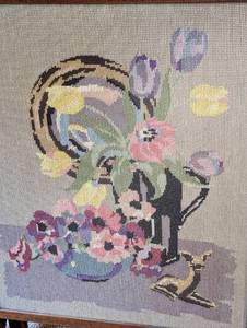 lot 45 image: Vintage Needlepoint Tapestry Fireplace Screen