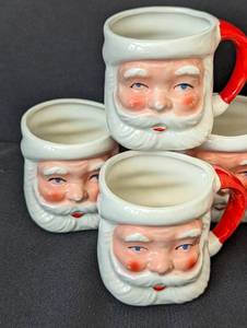 lot 74 image: Vintage Painted Santa Mug Set