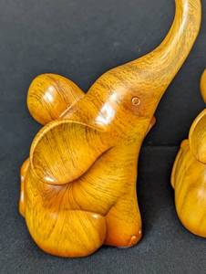 lot 127 image: Pair of Wood Elephant Figurines
