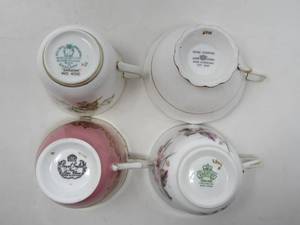 lot 60 image: 4 Vintage China Tea cups and Saucers