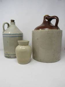 lot 97 image: 3 Vintage ceramic jugs  1- Weymans snuff and unmarked