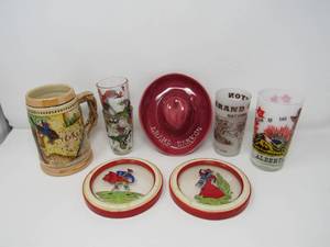 lot 101 image: Howdy Partner Vintage Western Texas 8-Piece Home Bar Set (Dic-Kota Ashtray)