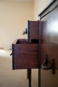 lot 2 image: Refined Elegance with Antique  Dresser & beveled edge Cheval style Mirror