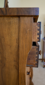 lot 1 image: Stunning Antique Classic Revival Early 1900s Tall Highboy Chest of Drawers with Beveled cheval style Mirror
