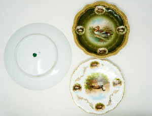lot 36 image: 3 Vintage Game Plates  birds (Turkey, Quail,  Duck)