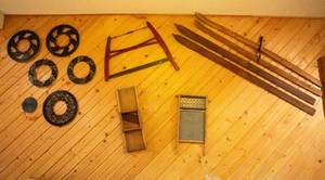 lot 9 image: Embrace the Pioneer Spirit Antique Crosscut Saw Wall Decor (33 W x 27 H)