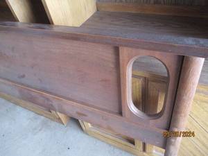 lot 63 image: Vintage Wooden Headboard with Unique Round Cutouts