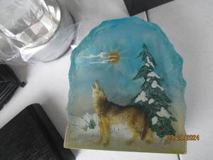 lot 75 image: Assorted Decorative 3D Laser Etched Crystal Blocks with Light Bases and Coasters