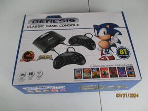 lot 103 image: SEGA Genesis Classic Game Console with 81 Built-in Games and Controllers