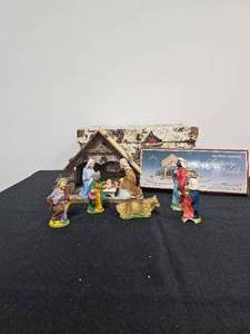lot 227 image: VTG Italian Made Nativity Stable Set - Mini Merry Miniatures